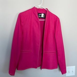 J. Crew Linen Going Out Blazer Size 16 Fuchsia Pink